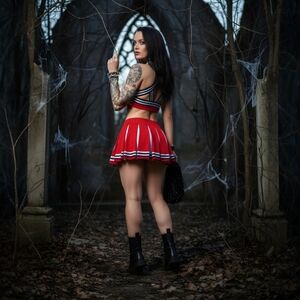 Trickz N Treatz ✦ Satans Cheerleader Costume Set ✦ Devils 666 Top Pleated Skirt